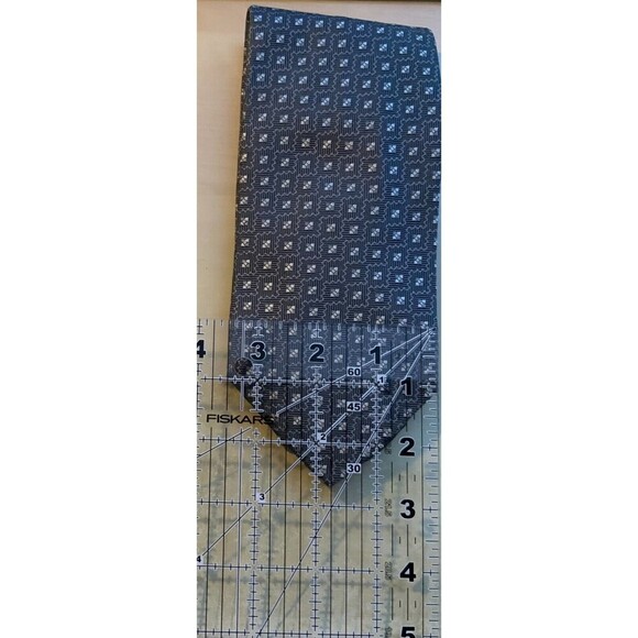 Massimo Bizzocchi Grey White Geometric Pattern 100% Silk 3.5' Tie Made In Italy - Picture 4 of 4